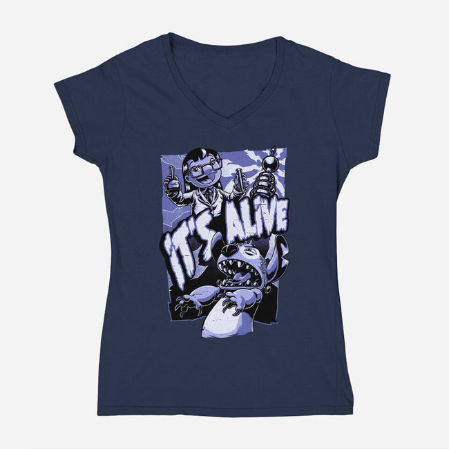 Experiment Alien Monster-Womens-V-Neck-Tee-Studio Mootant