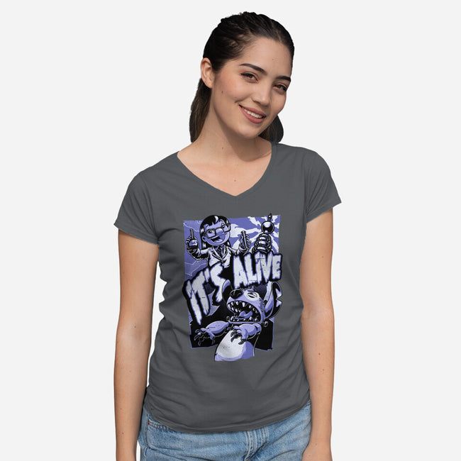Experiment Alien Monster-Womens-V-Neck-Tee-Studio Mootant