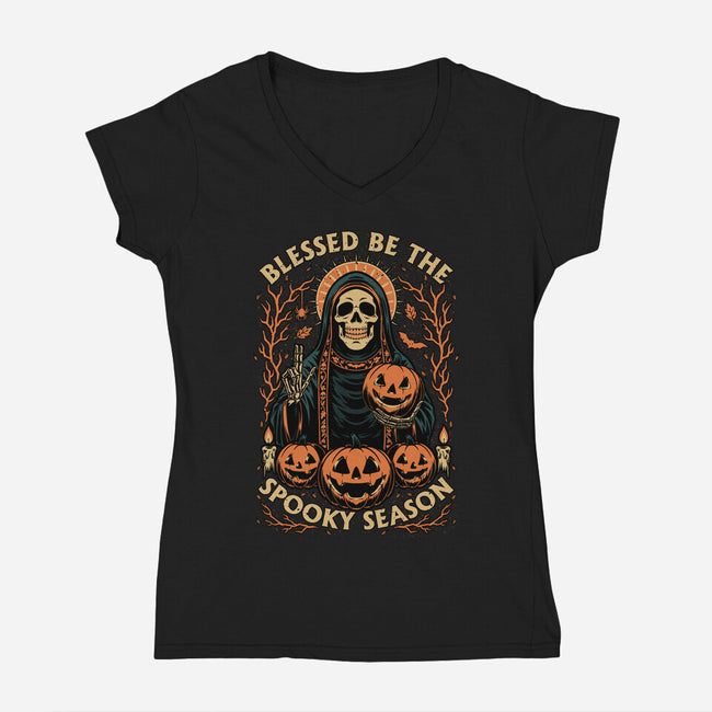 Blessed Spooky Season-Womens-V-Neck-Tee-Studio Mootant