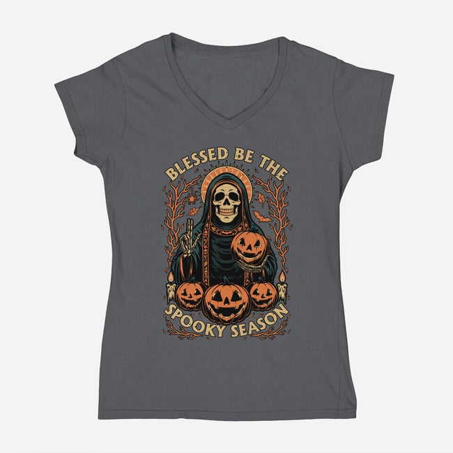 Blessed Spooky Season-Womens-V-Neck-Tee-Studio Mootant