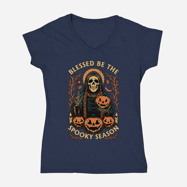 Blessed Spooky Season-Womens-V-Neck-Tee-Studio Mootant