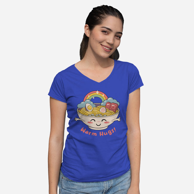 Warm Ramen Hugs-Womens-V-Neck-Tee-vp021