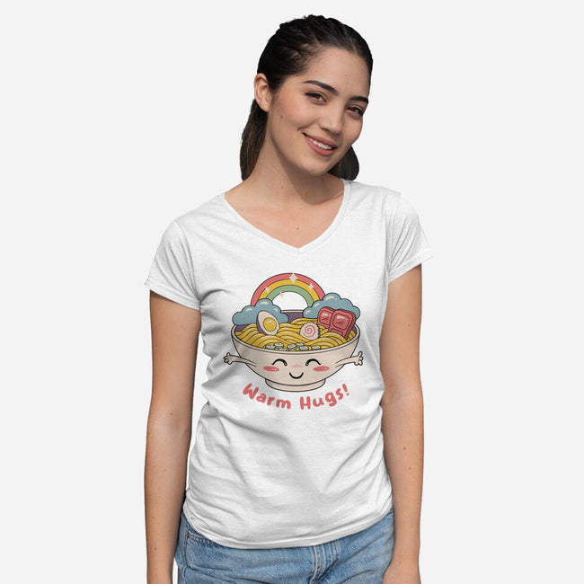 Warm Ramen Hugs-Womens-V-Neck-Tee-vp021