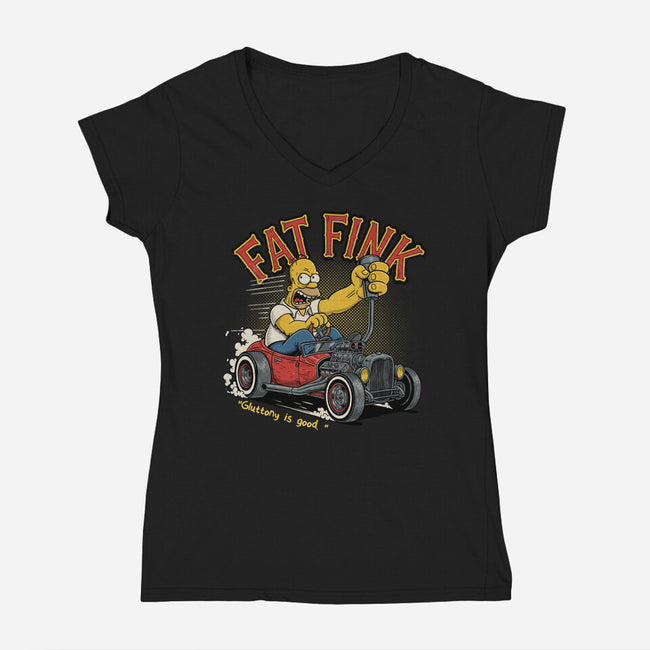 Fat Fink-Womens-V-Neck-Tee-P1yu5h