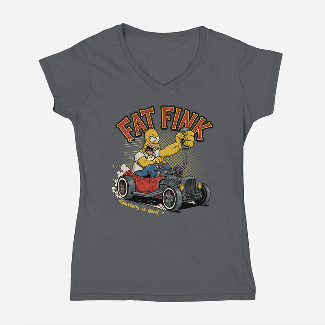 Fat Fink-Womens-V-Neck-Tee-P1yu5h