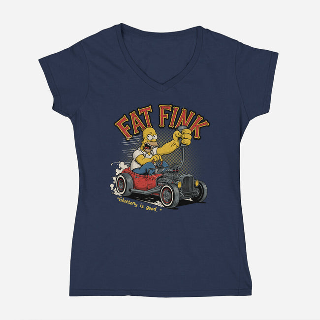 Fat Fink-Womens-V-Neck-Tee-P1yu5h
