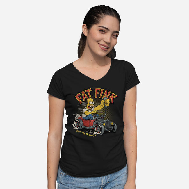 Fat Fink-Womens-V-Neck-Tee-P1yu5h