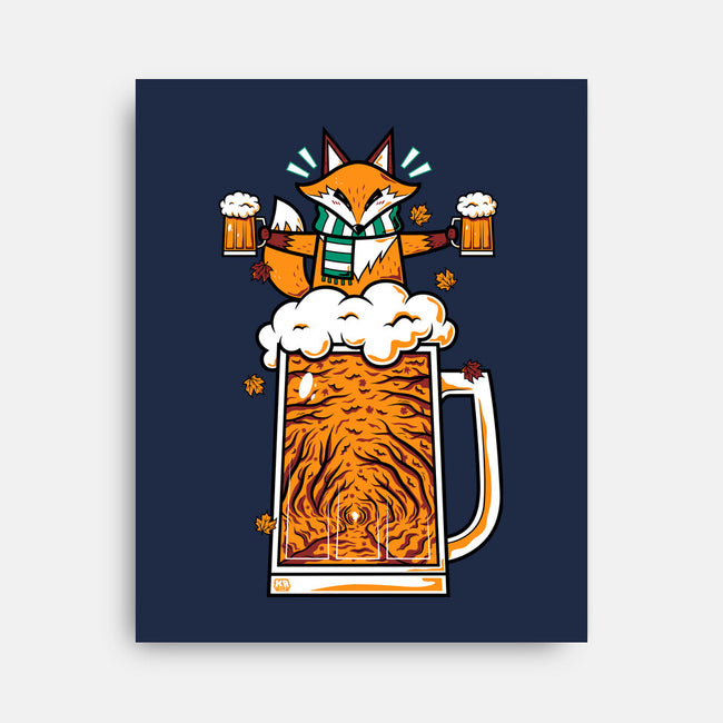Fox Beer And Fall Season-None-Stretched-Canvas-krisren28