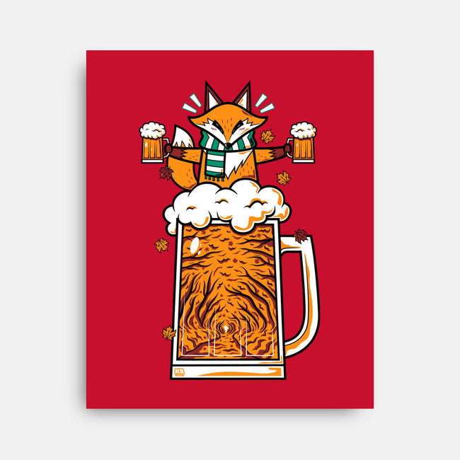 Fox Beer And Fall Season-None-Stretched-Canvas-krisren28