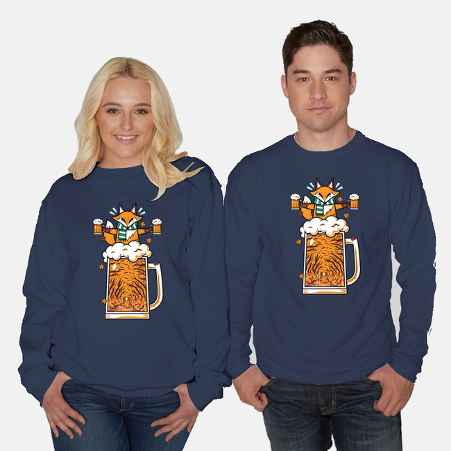 Fox Beer And Fall Season-Unisex-Crew Neck-Sweatshirt-krisren28