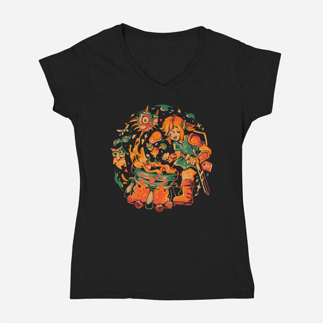 The Legend Of Stew-Womens-V-Neck-Tee-eduely