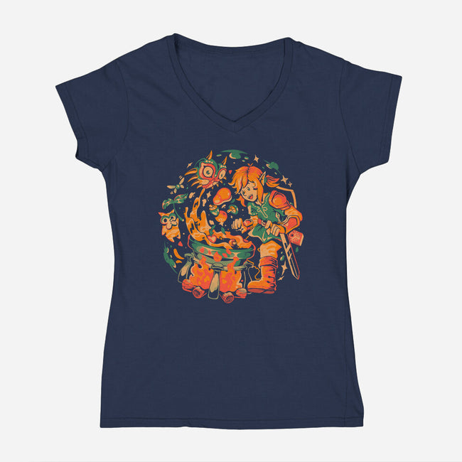 The Legend Of Stew-Womens-V-Neck-Tee-eduely