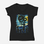 Dragon In Strry Night-Womens-V-Neck-Tee-fanfabio