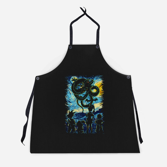 Dragon In Strry Night-Unisex-Kitchen-Apron-fanfabio