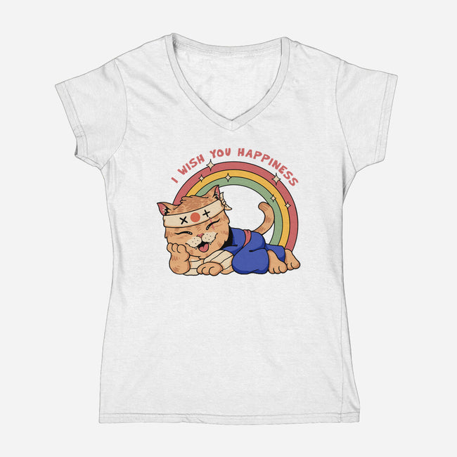 Happy Meowster-Womens-V-Neck-Tee-vp021