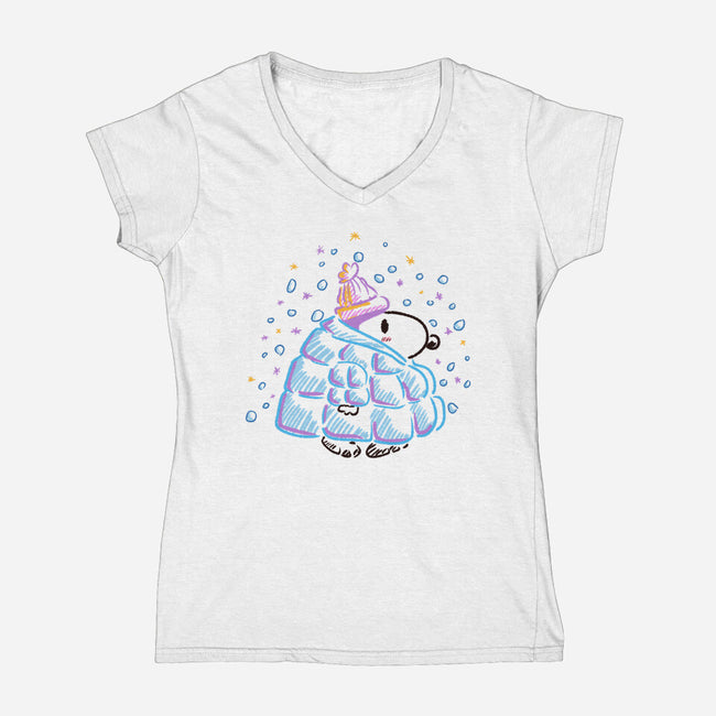 Winter Dog-Womens-V-Neck-Tee-nickzzarto