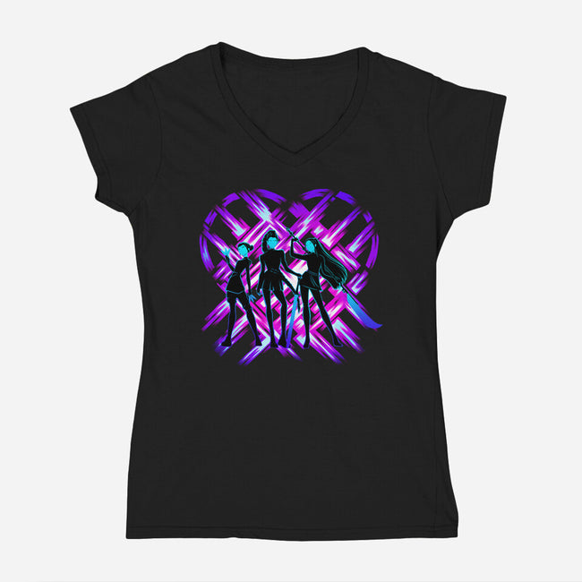 Three Hunters-Womens-V-Neck-Tee-rmatix