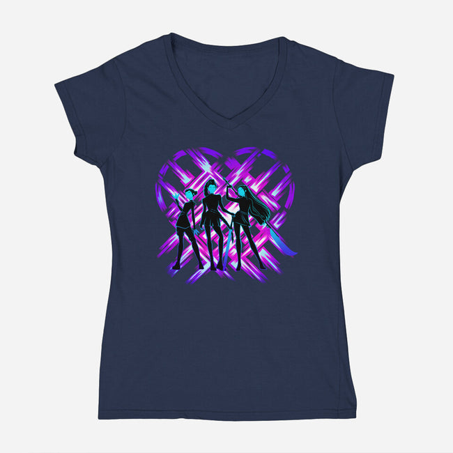 Three Hunters-Womens-V-Neck-Tee-rmatix