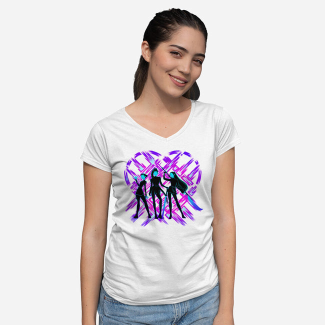 Three Hunters-Womens-V-Neck-Tee-rmatix