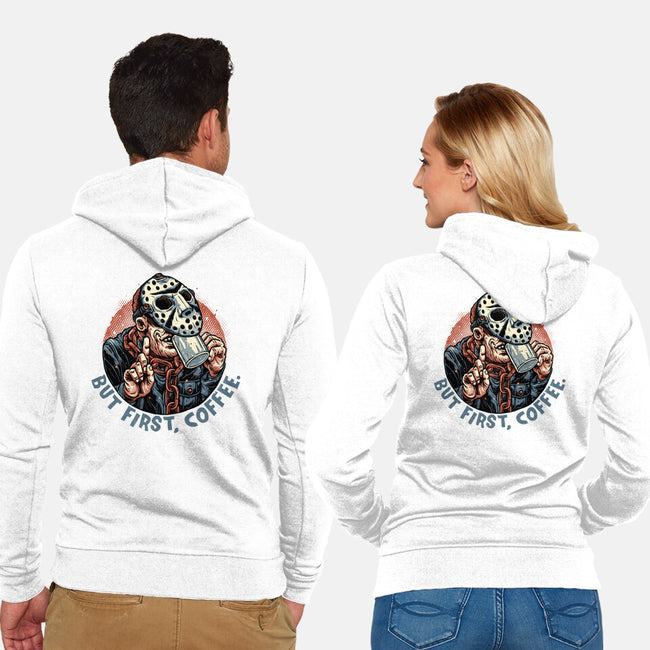 Camp Coffee-Unisex-Zip-Up-Sweatshirt-glitchygorilla