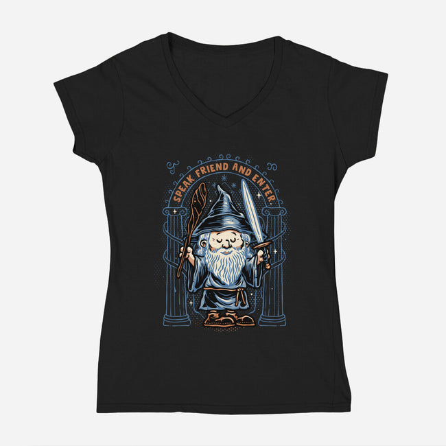 Just Speak Friend-Womens-V-Neck-Tee-glitchygorilla