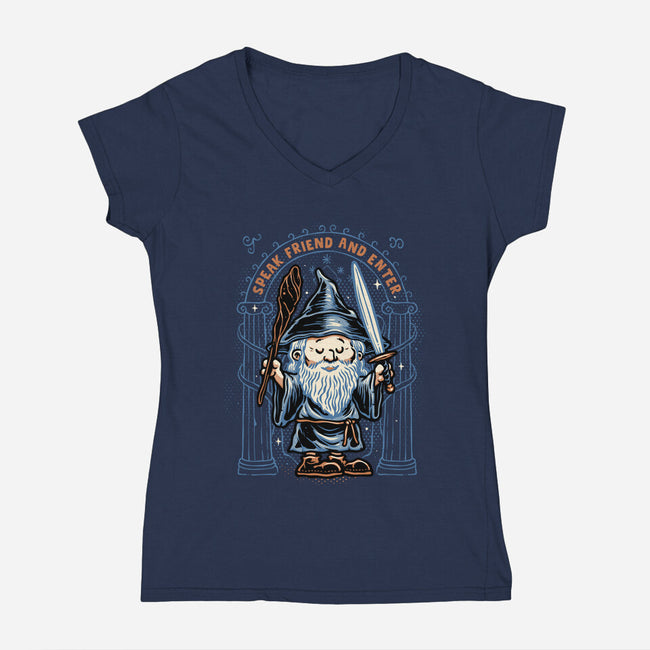Just Speak Friend-Womens-V-Neck-Tee-glitchygorilla