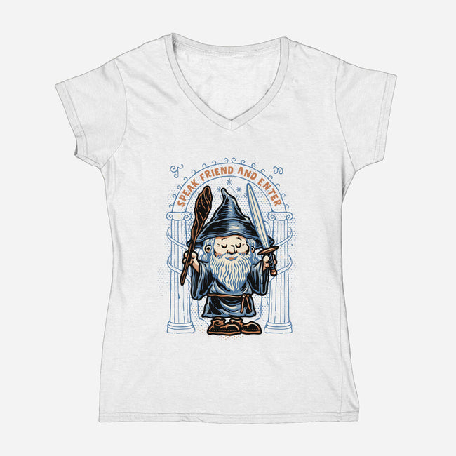 Just Speak Friend-Womens-V-Neck-Tee-glitchygorilla