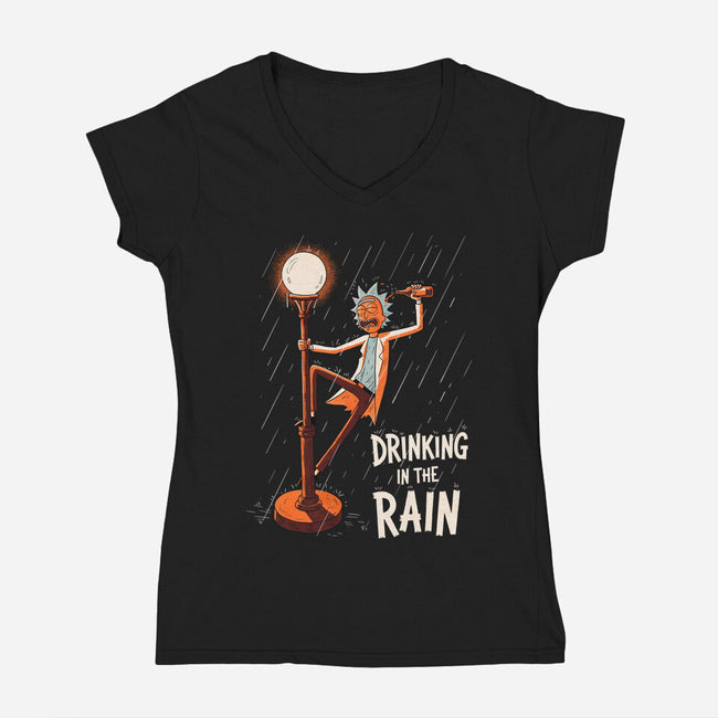 Drinking In The Rain-Womens-V-Neck-Tee-P1yu5h