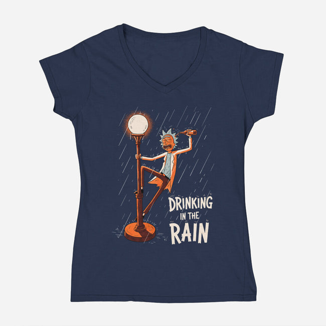 Drinking In The Rain-Womens-V-Neck-Tee-P1yu5h