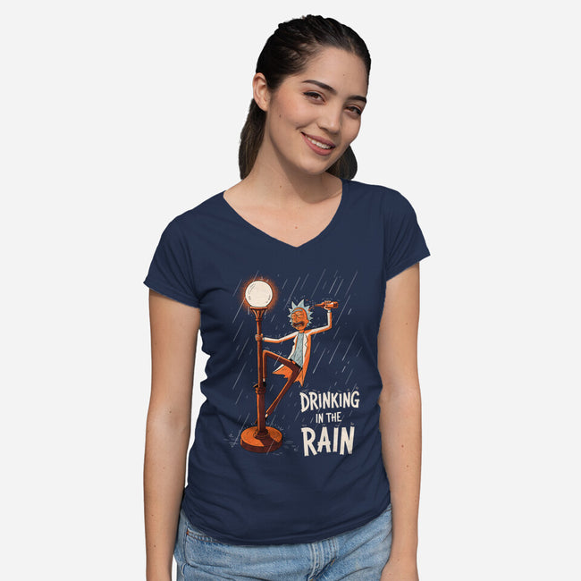 Drinking In The Rain-Womens-V-Neck-Tee-P1yu5h