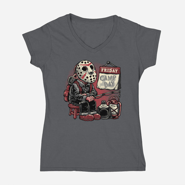 Friday Is Camp Day-Womens-V-Neck-Tee-glitchygorilla