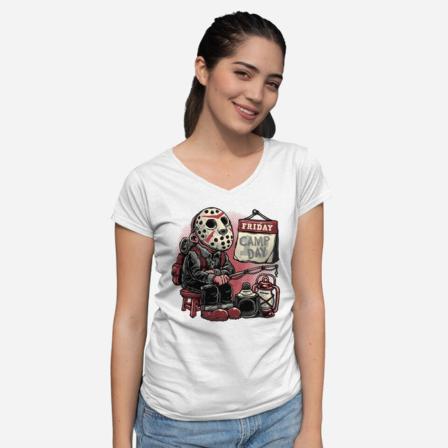 Friday Is Camp Day-Womens-V-Neck-Tee-glitchygorilla