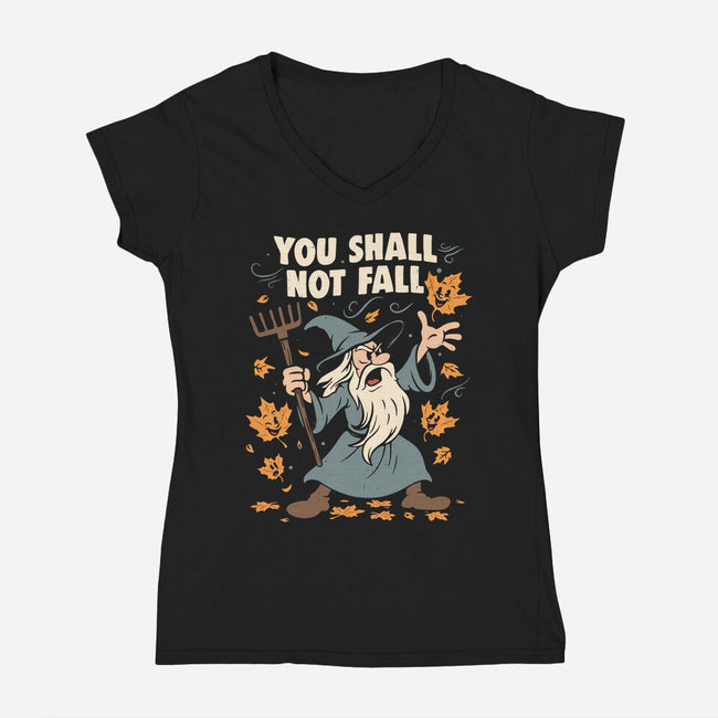 You Shall Not Fall-Womens-V-Neck-Tee-Marinho