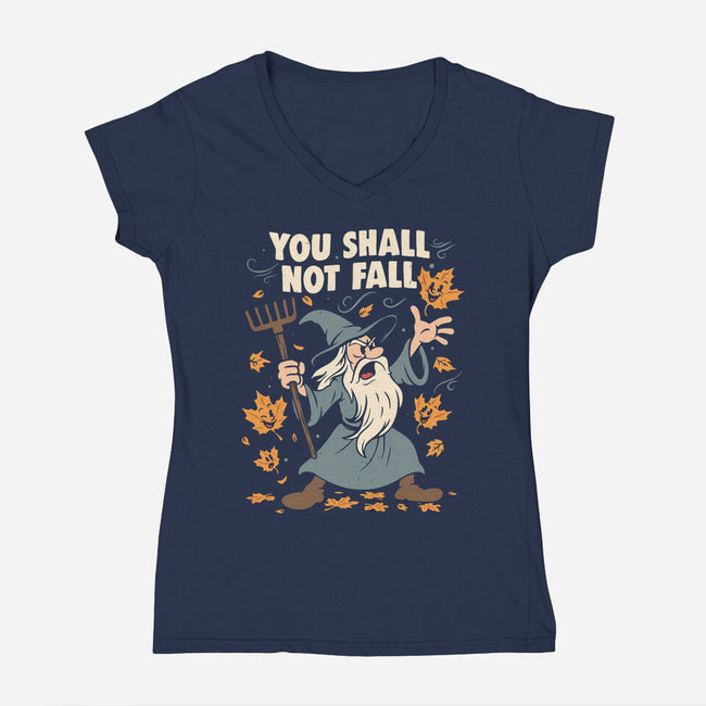 You Shall Not Fall-Womens-V-Neck-Tee-Marinho