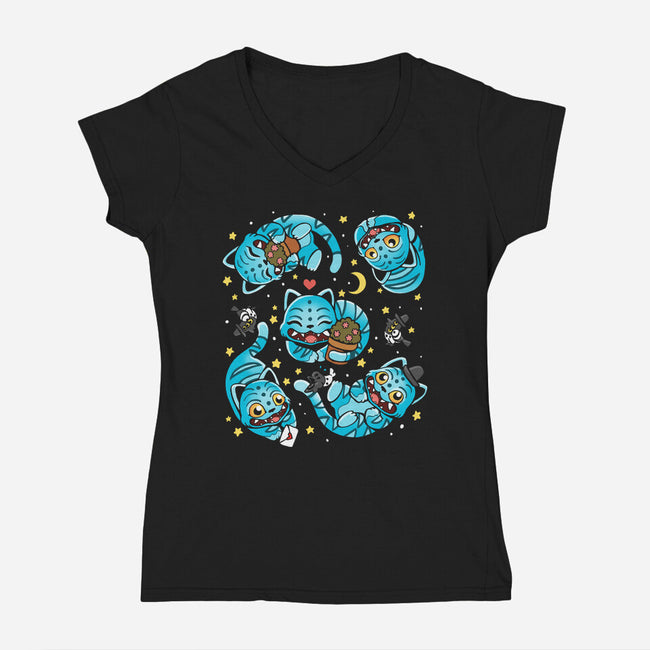 Chinese Tiger-Womens-V-Neck-Tee-Vallina84