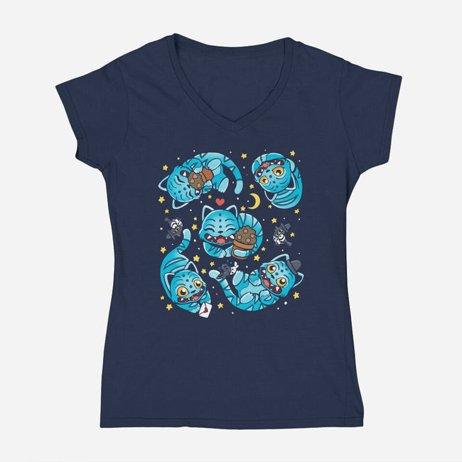 Chinese Tiger-Womens-V-Neck-Tee-Vallina84