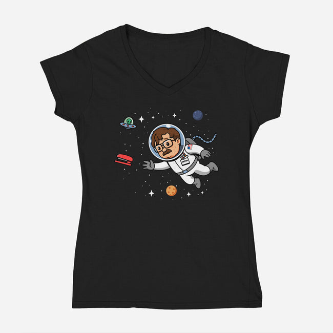 Outer Office Space-Womens-V-Neck-Tee-Boggs Nicolas