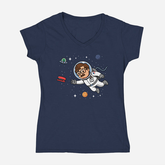 Outer Office Space-Womens-V-Neck-Tee-Boggs Nicolas
