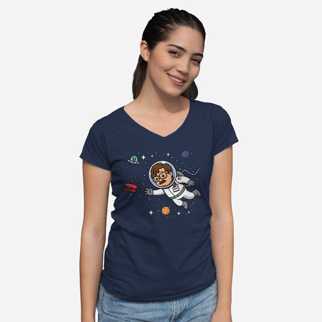 Outer Office Space-Womens-V-Neck-Tee-Boggs Nicolas