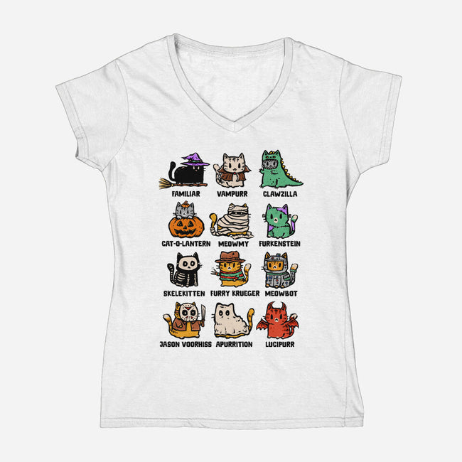 Trick Or Kitten-Womens-V-Neck-Tee-kg07