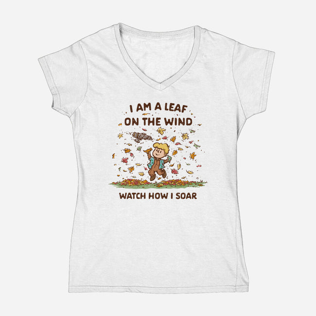 Autumn Leaves On The Wind-Womens-V-Neck-Tee-kg07
