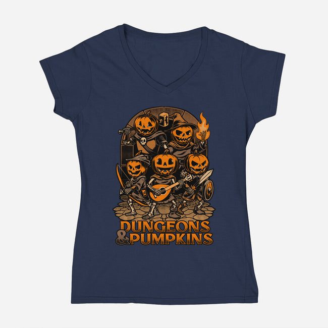 Dungeon Pumpkin RPG-Womens-V-Neck-Tee-Studio Mootant