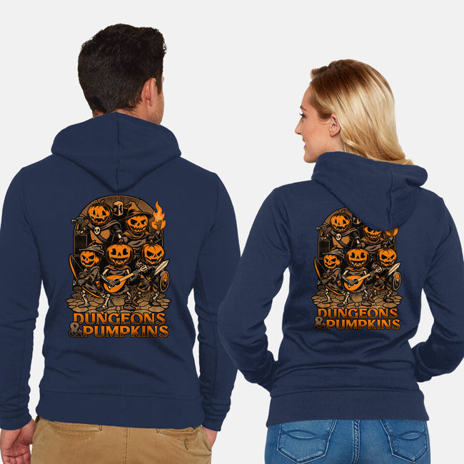 Dungeon Pumpkin RPG-Unisex-Zip-Up-Sweatshirt-Studio Mootant