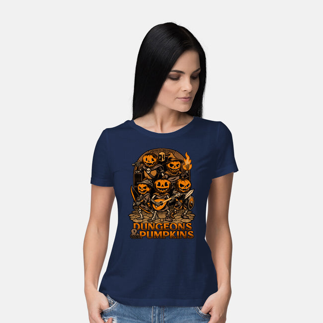 Dungeon Pumpkin RPG-Womens-Basic-Tee-Studio Mootant