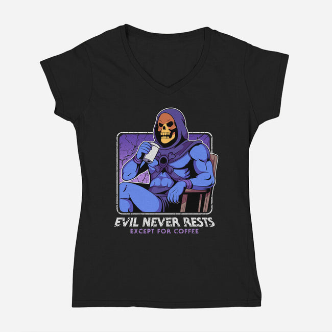 Eternia's Coffee Break-Womens-V-Neck-Tee-hirolabs