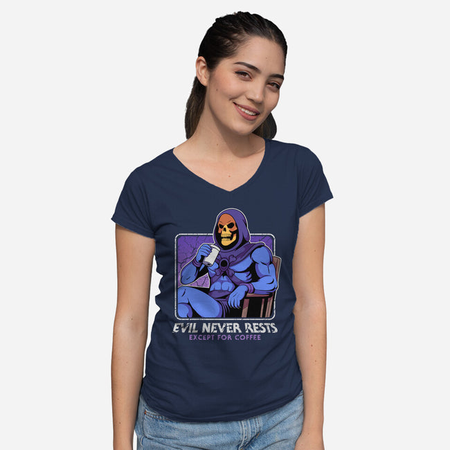 Eternia's Coffee Break-Womens-V-Neck-Tee-hirolabs