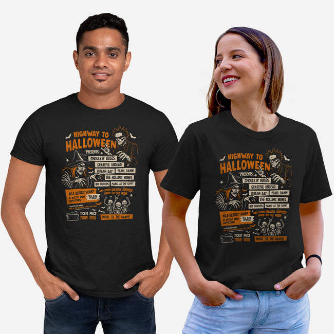 Highway To Halloween-Unisex-Basic-Tee-eduely