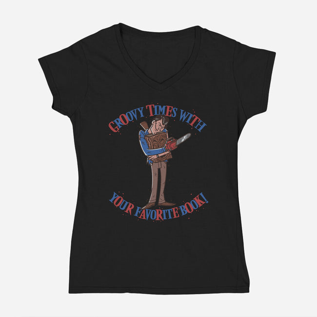 Groovy Book-Womens-V-Neck-Tee-Getsousa!