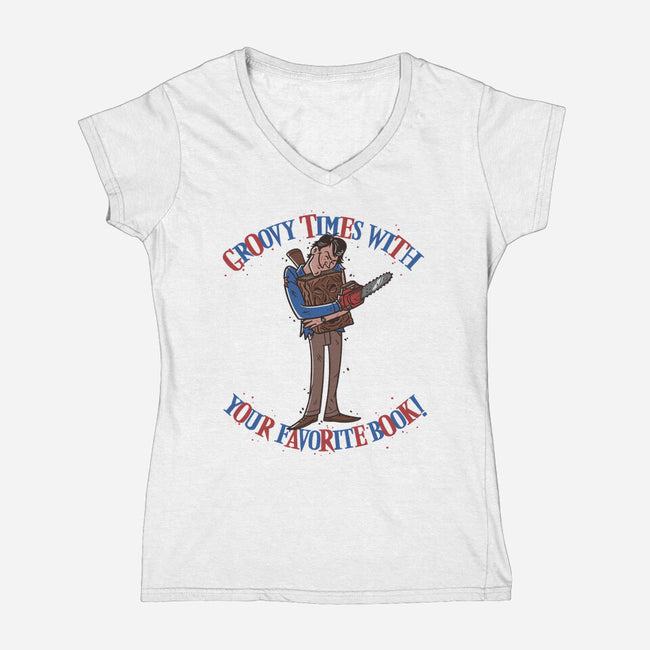 Groovy Book-Womens-V-Neck-Tee-Getsousa!