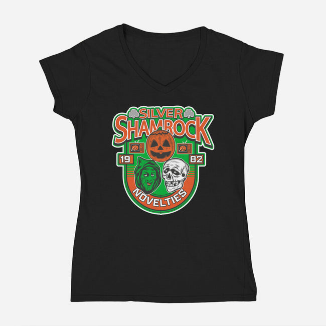 Silver Shamrock-Womens-V-Neck-Tee-CarloJ1956